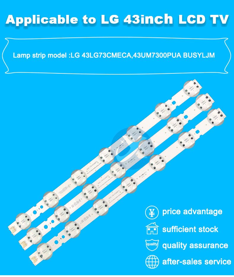 LG  43UK6565 SSC-Y19_trident_43UM73_REV00_181029 424mm  3pcs/set TV Backlight Strip XY-0023