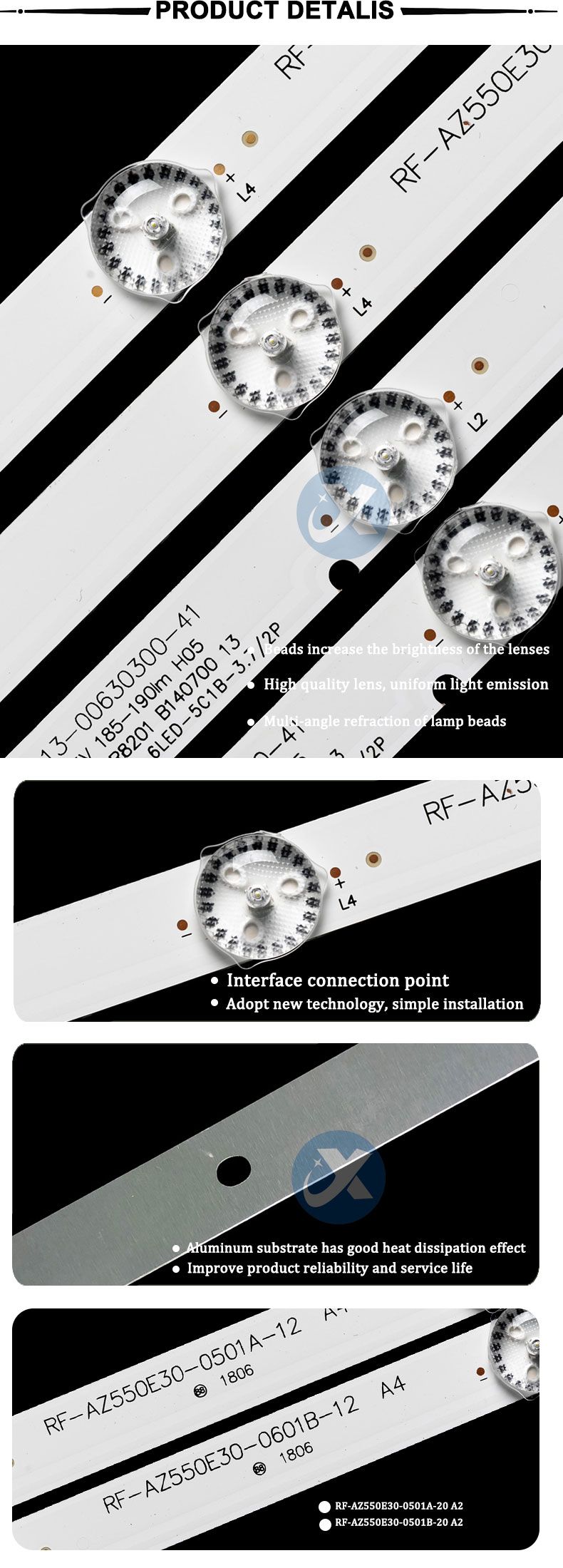 Skyworth 55inch 6 5led RF-AZ550E30-0501A-20 A2 556mm 6led 467mm 5led 4Pairs/set TV Backlight Strip XY-0025-SET