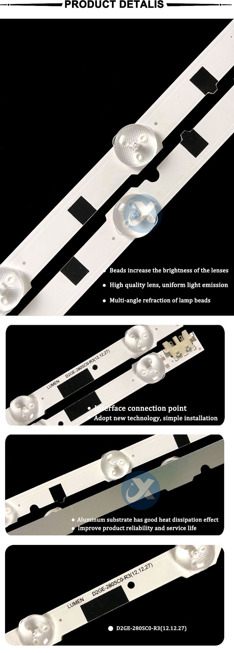 Samsung 28F  D2GE-280SC0-R3(12.12.27) 558mm 3v 1w  8led 4pcs/set TV Backlight Strip XY-0040