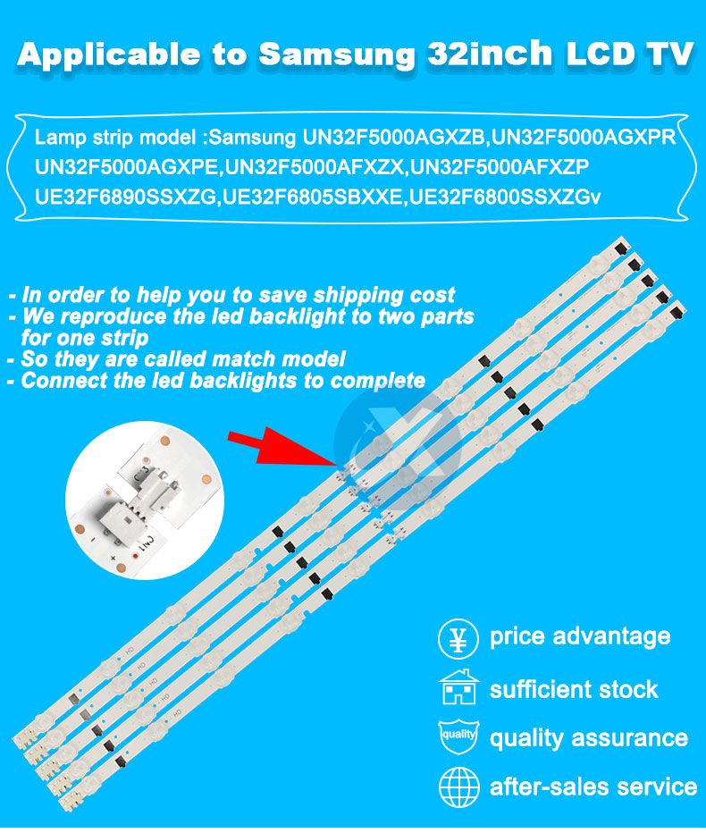 Samsung 32f D2GE-320SC0-R3 650mm  3v 1w 9led  5pcs/set TV Backlight Strip XY-0041