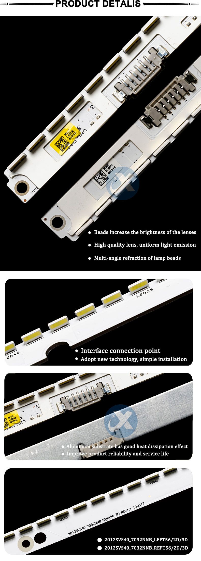 Samsung 40es 2D 2012SVS40_7032NNB_LEFT56/2D/3D 572mm 6v 2w 60led 2pcs/set TV ELED Backlight Strip ELED-0002