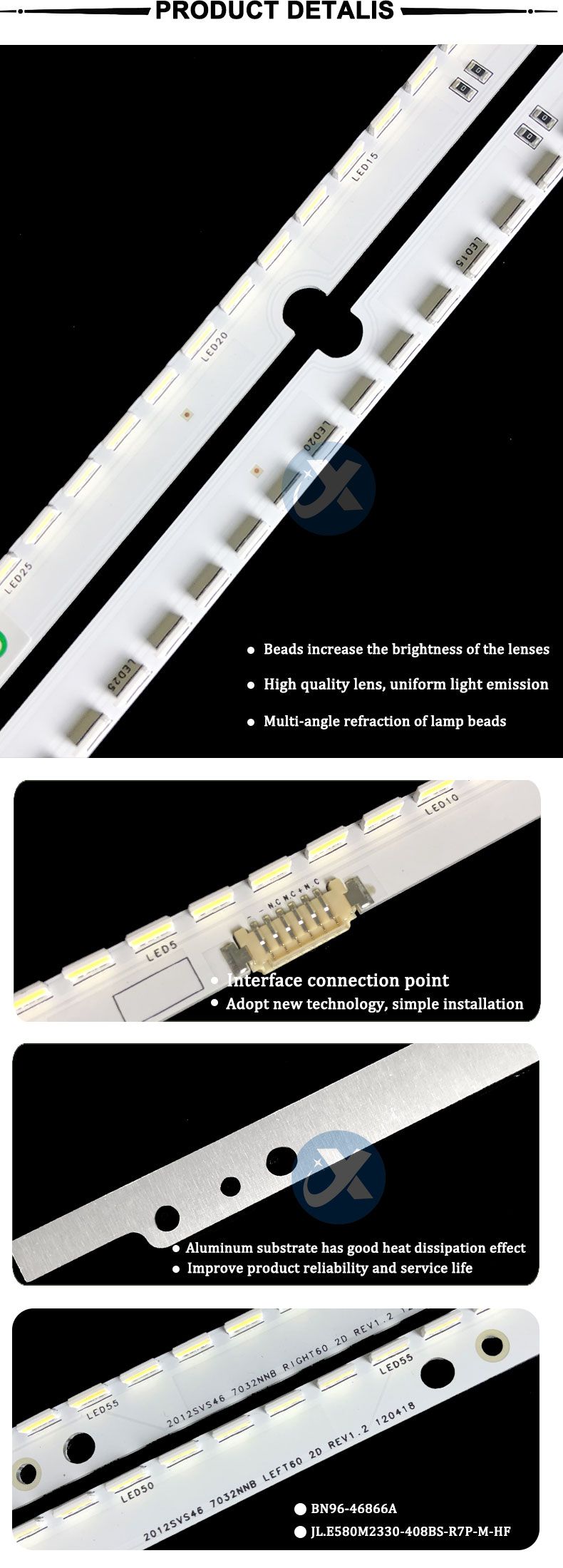 Samsung 46es 3D SAMSUNG 2012SVS46 732NNB LEFT60 2D REV1.2 120418 348mm 6v 2w 44led 2pcs/set TV ELED Backlight Strip ELED-0005