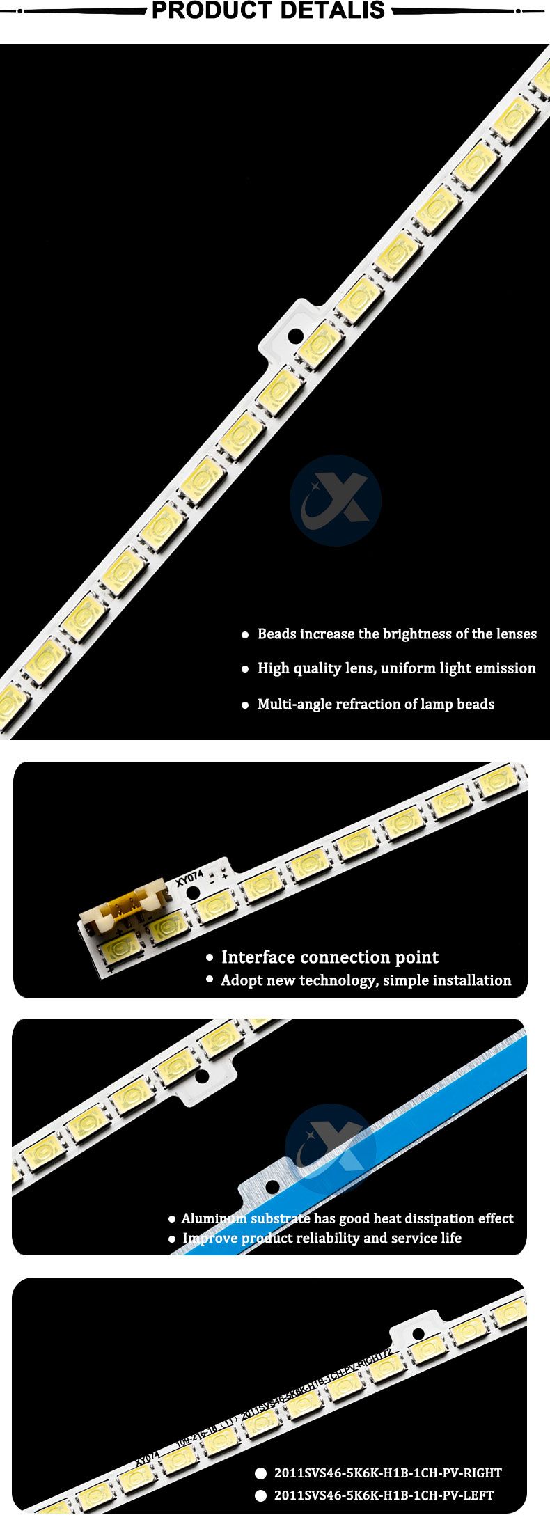 Samsung 46D 2011SVS46-5K6K-H1B-1CH-PV-RIGHT 462mm 6v 2w 28led 2pcs/set TV ELED Backlight Strip ELED-0009