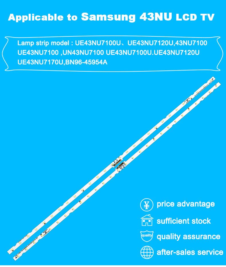 Samsung 43NU AOT-43-NU7100F2X28-3030Cd6t-2d1-28S1P   530mm 6v 2w 38led 2pcs/set TV ELED Backlight Strip ELED-0010