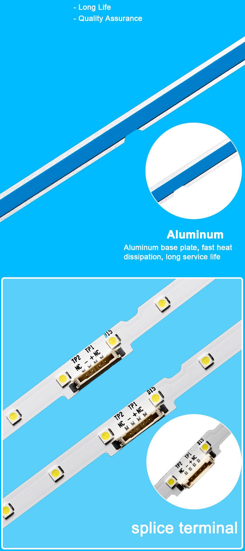 Samsung 43NU AOT-43-NU7100F2X28-3030Cd6t-2d1-28S1P   530mm 6v 2w 38led 2pcs/set TV ELED Backlight Strip ELED-0010